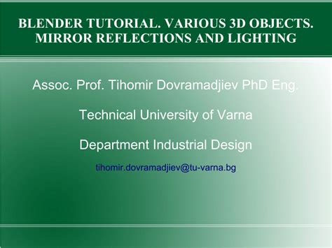 (PDF) BLENDER TUTORIAL. VARIOUS 3D OBJECTS. MIRROR ...
