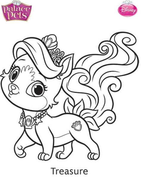 Treasure is a dark orange kitten with cream coloring on her face, chest, and stomach. Kids-n-fun.com | Coloring page Princess Palace Pets treasure