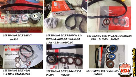 Timing belt replacement can be expensive. SENARAI HARGA TIMING BELT KIT SET PROTON DAN PRODUA