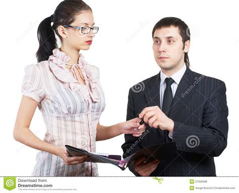 Secretary And Boss In Office. Stock Photo - Image of colleague ...