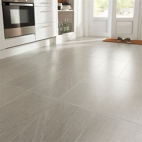 White square tile kitchen splashbacks b&q diy shop. Natural White Satin Stone effect Porcelain Floor tile ...