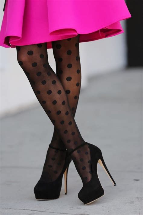 See more ideas about mini skirts, fashion, women. Pink Skirt With Polka Dot Stockings & Pumps Pictures ...