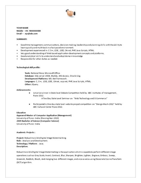 Here is the most popular collection of free resume templates. Fresher Resume Format | Templates at allbusinesstemplates.com