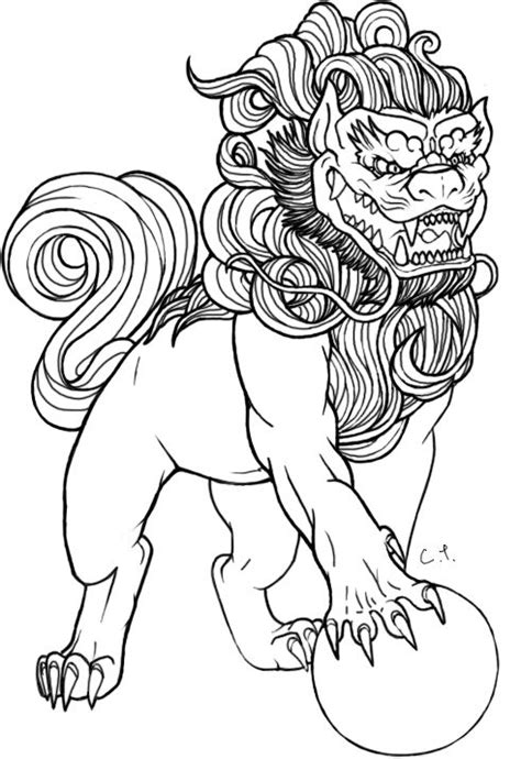 Amazing geometric lion head tattoo design. Foo Dog Lineart by ctyler on deviantART | Foo dog tattoo ...