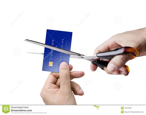 Using flimsy scissors can backfire and lead to injury if the blades slip and catch your finger(s). Cutting the credit card stock image. Image of identity - 10014061
