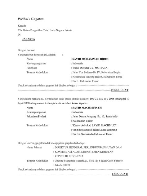 Contoh surat kuasa dalam artikel ini meliputi contoh surat kuasa perseorangan, kedinasan, kuasa bank, kuasa tanah, dan pengambilan dokumen. Contoh Surat Gugatan Ptun Tanah