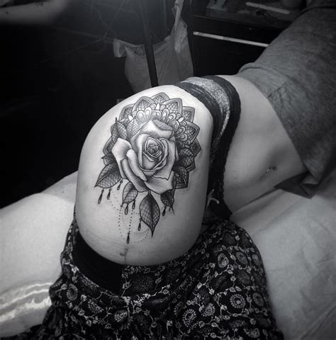 What does a rose tattoo on a woman mean? Rose Lace Mandala Hip Tattoo | Best tattoo design ideas