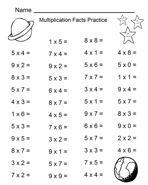 4th grade multiplication facts worksheets free printable. Single Multiplication Worksheets for Students | Math fact ...