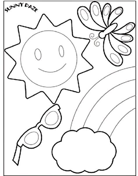 Sunny weather, coloring page for children. Download High Quality sunny clipart coloring Transparent ...