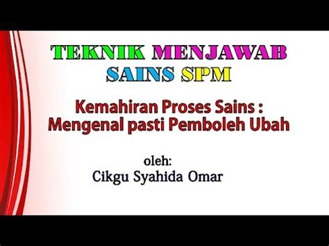 Anda boleh menambah pemboleh ubah pada medan boleh edit sesuatu tindakan dalam automator pada mac. #cikgootube SAINS SPM-Mengenal pasti pemboleh ubah - YouTube