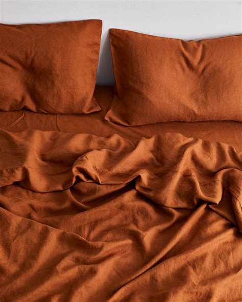 Bed sheets sold separately at up to remove a dramatic tone too. Terracotta 100% Flax Linen Bedding Set in 2020 | Bed linen ...