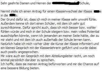 Unseren wiederholern muss bewusst sein dass die durchschnittlichen investitionen. Reicht dieser Antrag für einen Klassenwechsel? (Siehe Bild ...