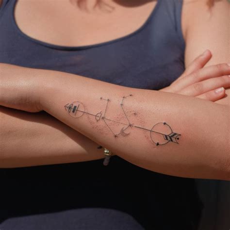 Tribal cancer tattoo design on shoulder blade. Libra Constellation Tattoo on Forearm by Alina