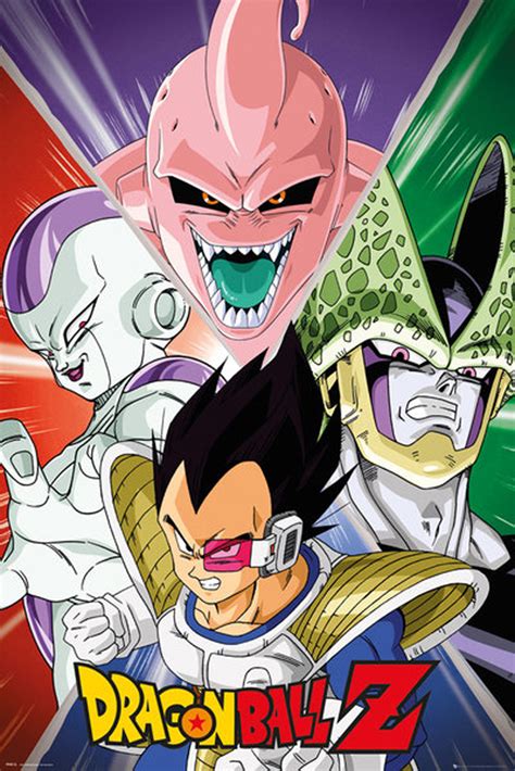 All materials on this site, including, but not limited to cartoon characters, images, illustrations, audio clips, video clips, and compilations are protected by copyrights, trademarks, and other intellectual property rights which are owned and controlled by funimation productions, ltd. Dragon Ball Z - Villain - Poster - 61x91,5