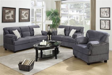 Shop for 3 piece couch cover online at target. 3 Piece Grey Miro Fiber Suede Sofa Set