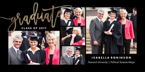 Graduation announcements should be made to celebrate the success of a loved one. Graduation Modern Script | Custom photo cards, Graduation ...