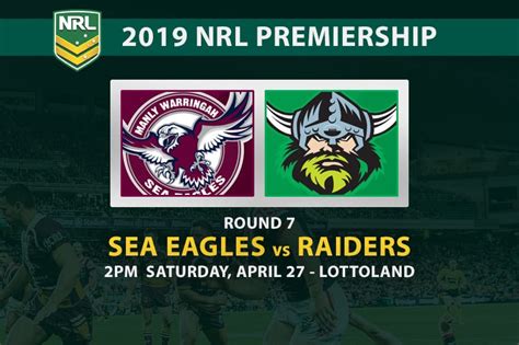 Preview and stats followed by live commentary, video highlights and match report. Sea Eagles vs Raiders Round 7 Betting Tips | NRL Betting ...