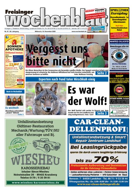 As chance would have it, the rott divides our district into two almost identically sized parts. Freisinger Wochenblatt vom Mittwoch, 18.11.2020