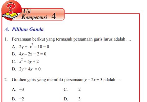 Pilihlah jawaban yang paling tepat! Uji Kompetensi 4 Matematika Kelas 8 Hal 181 | Revisi Id