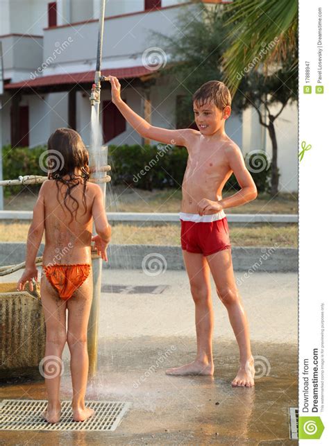 I like to take it slow, with a lot of oral from both sides. Children Are Taking Outdoor Shower After Swim Stock Image ...