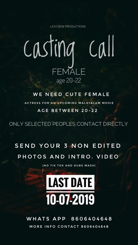 Sushin syam gave us one of. CASTING CALL FOR AN UPCOMING MALAYALAM MOVIE - Free Casting 4U