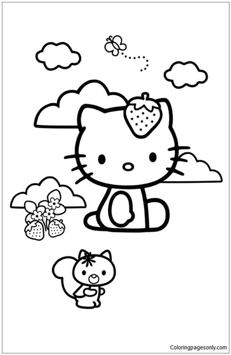 Free printable hello kitty coloring pages for pages. Hello Kitty Loves Strawberries Coloring Page: http ...