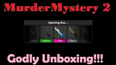 This subreddit is dedicated to discussing murder mystery 2, the roblox chances of unboxing a godly? Murder Mystery 2 Godly Unboxing!!! - YouTube