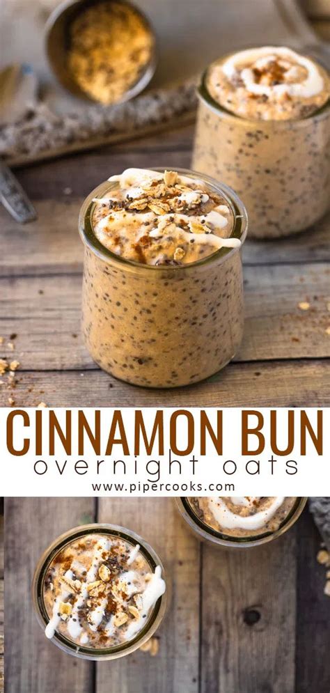 Oatmeal or overnight oats video recipe additionally, use low fat milk and curd to make oats recipe more healthy. Cinnamon Bun Overnight Oats - Piper Cooks | Recipe in 2020 | Low calorie overnight oats ...