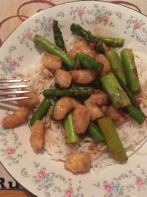 Stir fried foods make great lunches: My favorite shrimp and asparagus stir fry over basmati ...