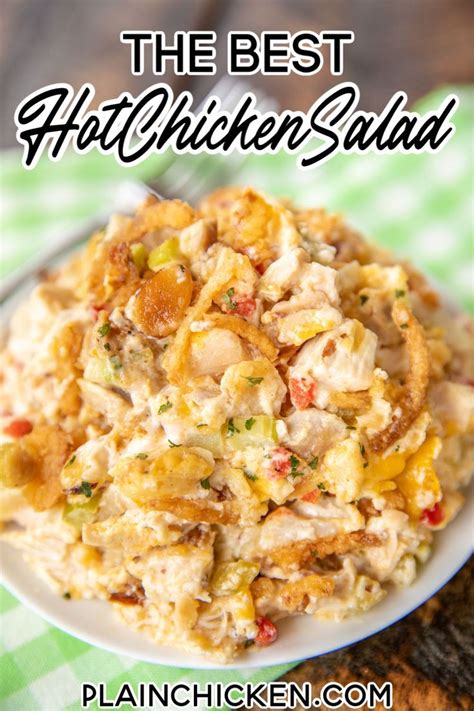 In a large bowl, combine cooked chicken, almonds, water chestnuts, pimentos, celery, lemon juice, mayonnaise, cheddar cheese, cream of chicken soup, salt, and pepper. Hot Chicken Salad Recipe With Water Chestnuts / 10 Best ...