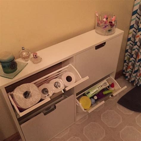 It'll fit under just about any mirror, and offers a handy spot to stow items. Jules Yap on Instagram: "IKEA "shoe bin" is the perfect small bathroom storage space ...