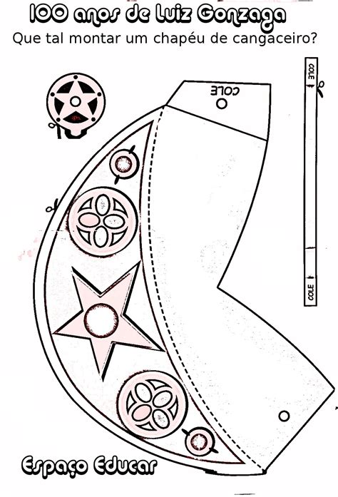 Milhares de desenhos para imprimir, colorir e pintar: Molde de chapéu de cangaceiro para imprimir, recortar e ...