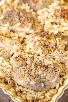 Bake at 350 degrees around 25 minutes or until the pork. No-Peek Pork Chops and Rice - super easy dinner recipe! Pork chops, seasoned pepper, rice, cream ...