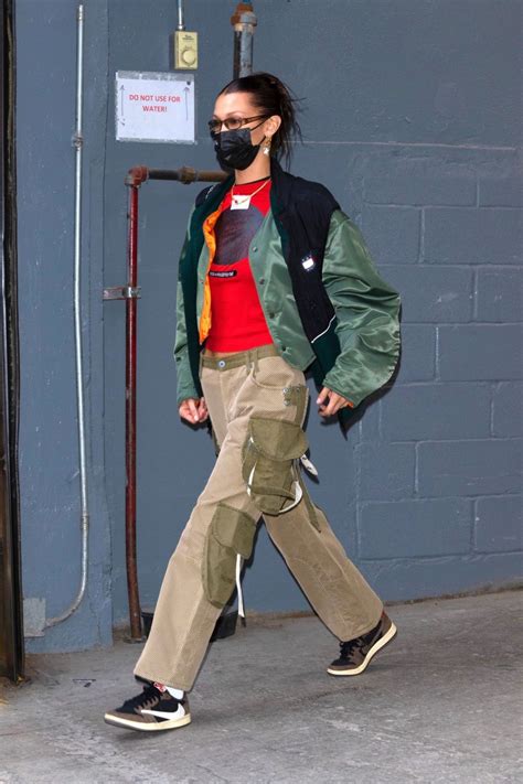 Bella wearing tatras x riot hill fall 2020 and dorateymur patent sandals. Bella Hadid Street Style - NYC 11/21/2020 • CelebMafia