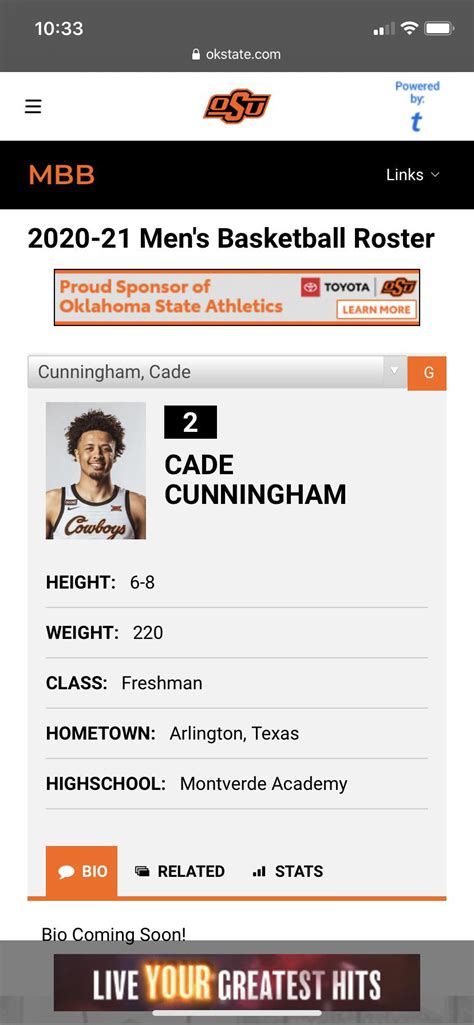 1, cade cunningham is making oklahoma state a winner. Cade Cunningham is listed at 6'8 and 220 pounds and he's a ...