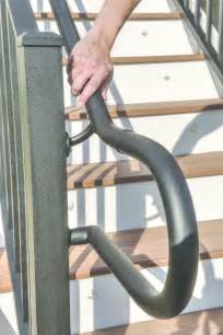 Round at the end, to provide safety from being caught up on the rail by a purse or strap. ADA-compliant handrail | For Residential Pros