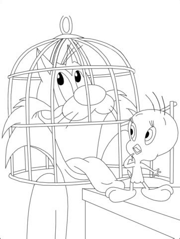 Discover these coloring pages featuring tweety and sylvester ! Sylvester Cat in the Cage Coloring page in 2020 | Coloring ...