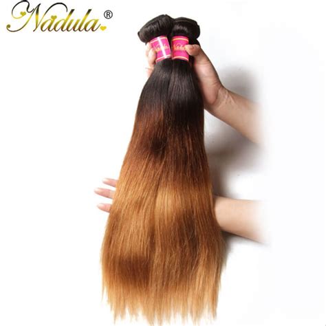 Human hair weaves hair grade: Nadula Cheap Ombre Straight Hair Weave 3 Bundles 3 Tone ...