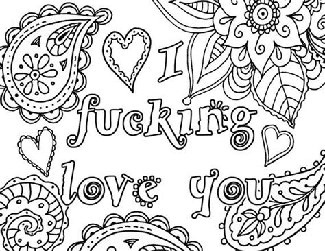 Download and print free i love you pop coloring pages. I Fcking Love You Adult Coloring Book Page Instant by ...