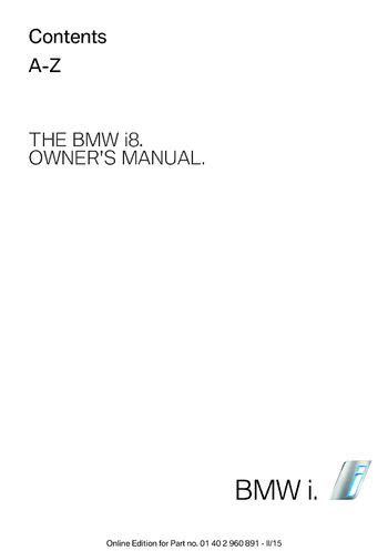 Select make abarth acura alfa romeo bmw chrysler citroën dodge fiat ford genesis honda hyundai infiniti jeep kia land rover lexus lincoln mazda mercury mini mitsubishi nissan oldsmobile opel peugeot. 2015 BMW i8 - Owner's Manual - PDF (224 Pages)
