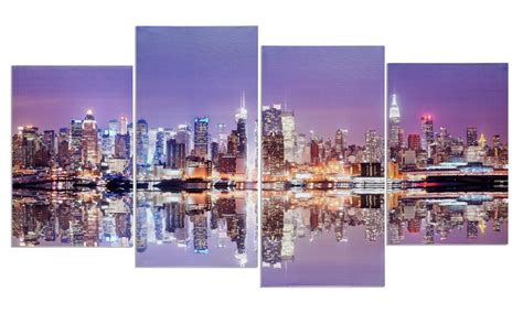 Leinwand bild skyline new york wandbilder kunstdruck abstrakt stadt amerika xxl. Wandbild 4 teilig Manhattan Skyline New York USA Amerika Bild Leinwand - Kaufen bei living-by-design