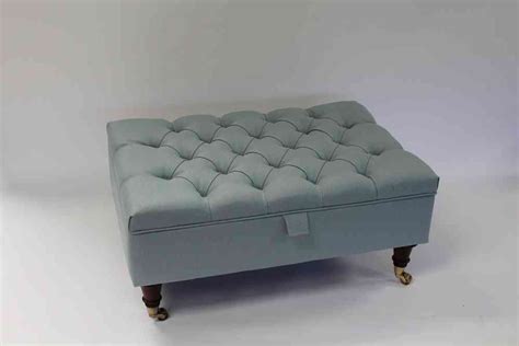 Extra large footstool/coffee table non storage 130 x 70 cm in faux linen ivory in colour. Duck Egg Blue Linen Chesterfield Upholstered Coffee Table ...
