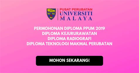 Permohonan kolej vokasional (kv) bagi ambilan januari 2020 telah pun dibuka. Permohonan Diploma PPUM 2019: Pusat Perubatan Universiti ...