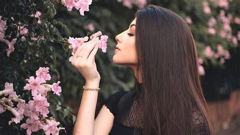 Maybe you would like to learn more about one of these? 1366x768 Attractive Beautiful Girl Smelling Flowers ...