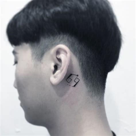 Capricorn zodiac sign tattoo behind ear. Cancer Zodiac Sign Tattoo Behind Ear - tattoo design