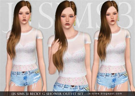 Becky g is a famous american singer, best known for her singles becky from the block, shower and you love it. JS Sims 4: Becky G Shower Outfit Set • Sims 4 Downloads