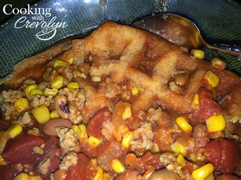 Yieldmakes about 4 dozen cornbread muffins or 4 skillet cornbreads. Cooking with Crevolyn: Turkey and Bean Chili with ...