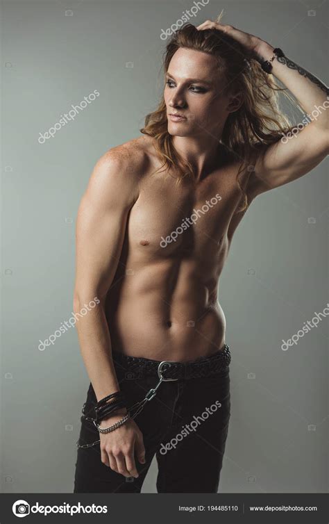 Popular chest hair men of good quality and at affordable prices you can buy on aliexpress. Shirtless Sexy Man Long Hair Posing Black Jeans Grey ...