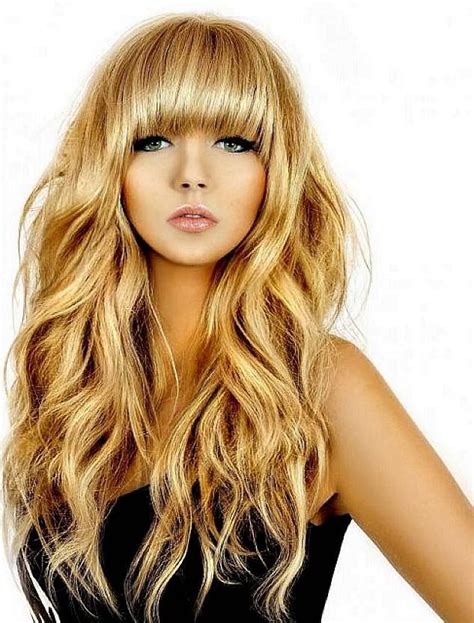 These long hair bangs look good on pretty much all women. Cute Thick Blonde Hairstyles with Blunt Bangs for Long ...