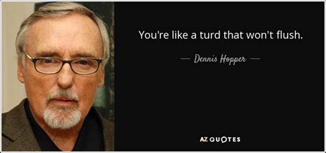 after easy rider i couldn't get another movie, so i lived in mexico. Dennis Hopper quote: You're like a turd that won't flush.